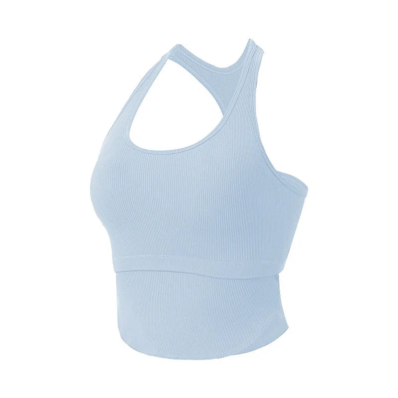 Yoga Crop Tops Racer Back Gym Bras Waist Slim Strap Fitness Vest Gym Crops Sports Tops Active Wear Golf Top