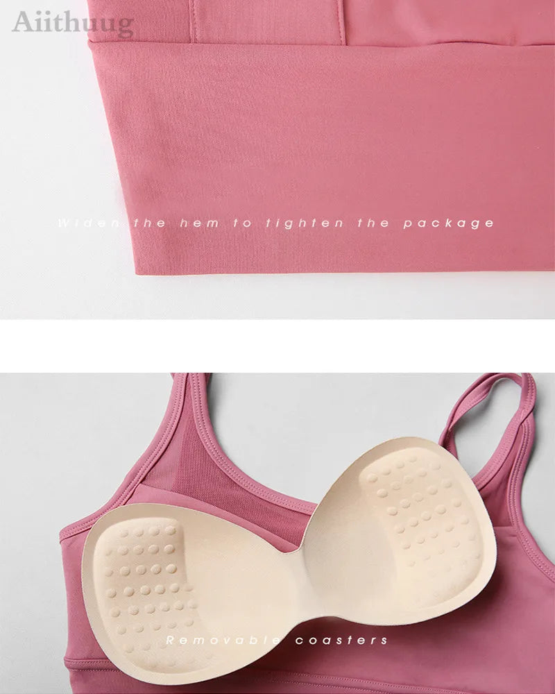 Mesh Breathable Yoga Bra Pilates Crop Bra Yoga Crops Gym Crop Fitness Top Quick Dry Spaghetti Strap Sports Bra