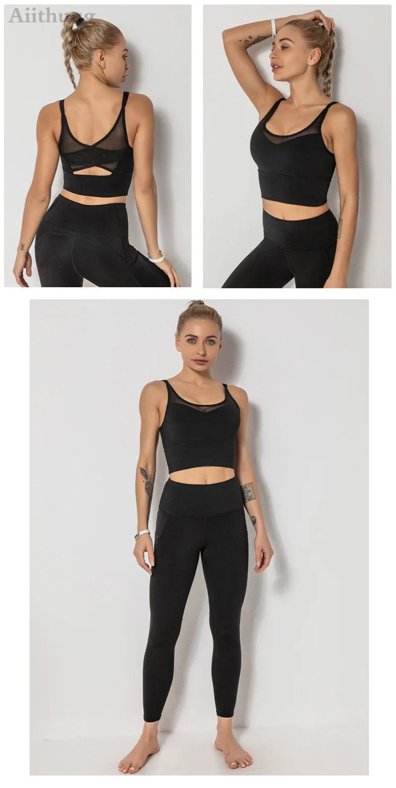 Mesh Breathable Yoga Bra Pilates Crop Bra Yoga Crops Gym Crop Fitness Top Quick Dry Spaghetti Strap Sports Bra