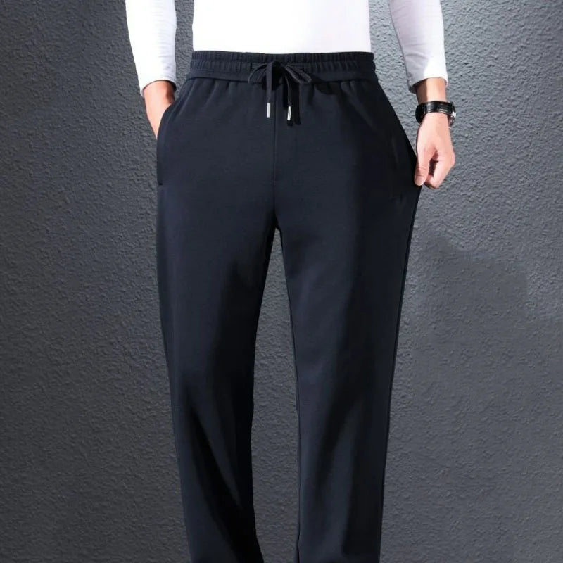Big Size Men Sports Straight Pants Streetwear Fashion Spring Summer Loose Male Clothing Elastic Waist All-match Casual Trousers