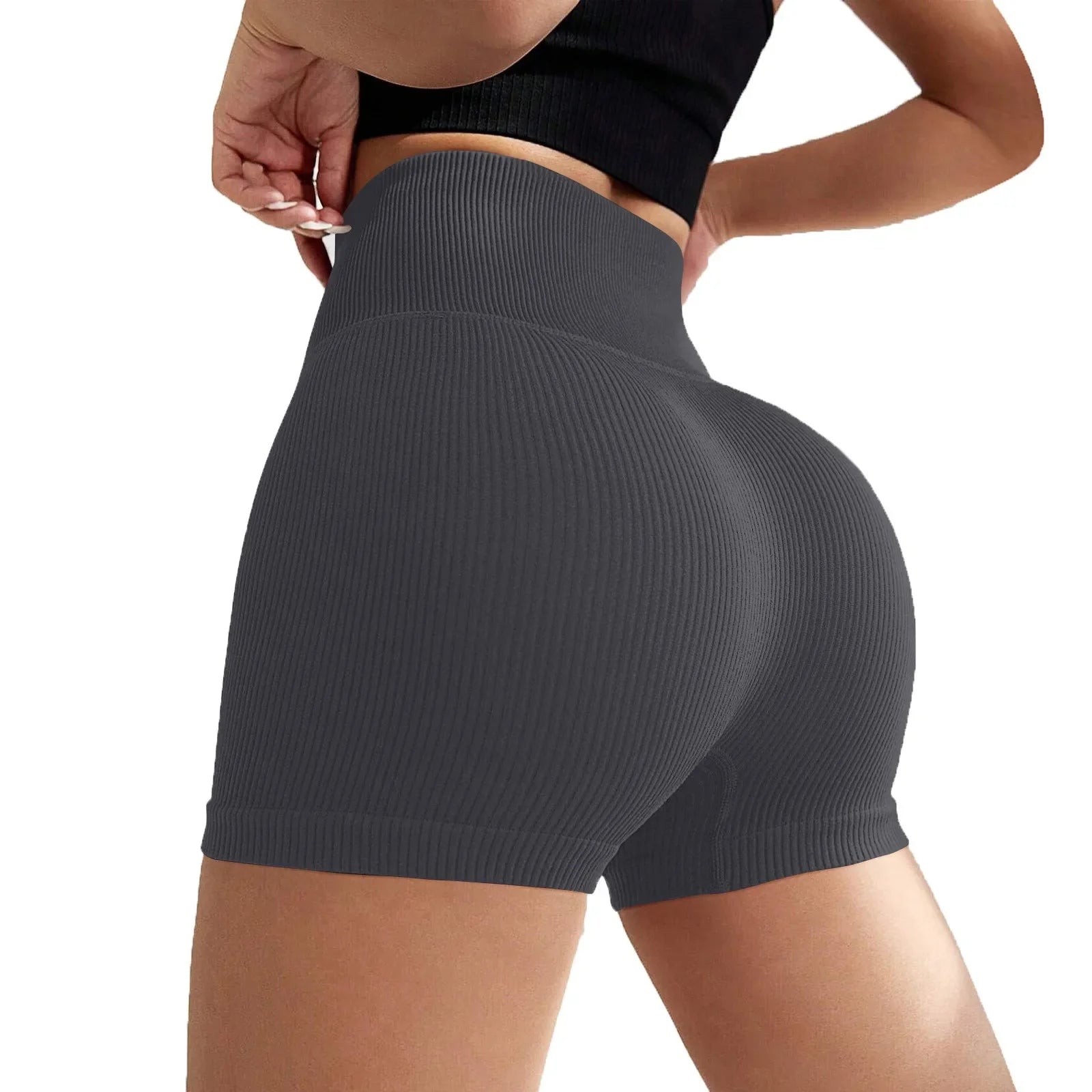 Women's High Waist Ribbed Seamless Yoga Shorts Squat Proof Hip Lifting Fitness Workout Running Sports Gym Leggings Sale