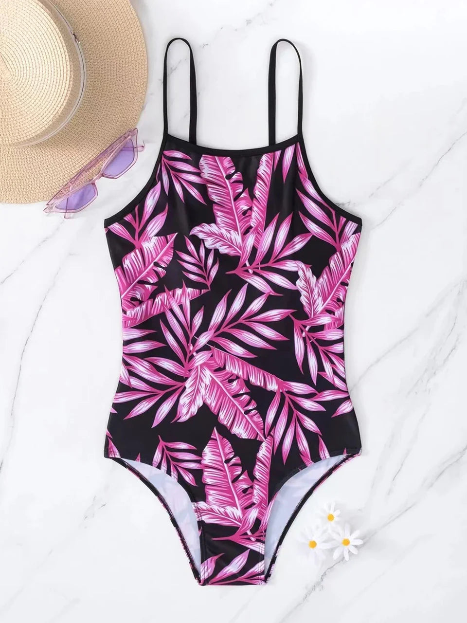 Shoulder Strap Women One Piece Print Swimsuit Swimwear Lady Bathers Bathing Swimming Swim Bodysuit Beachwear
