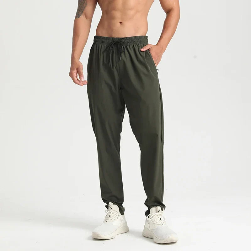 Men Gym Jogging Sport Pants Thin Loose Quick-Dry Long Exercise Clothing Zipper Pockets Training Bodybuilding Trouser Marathon