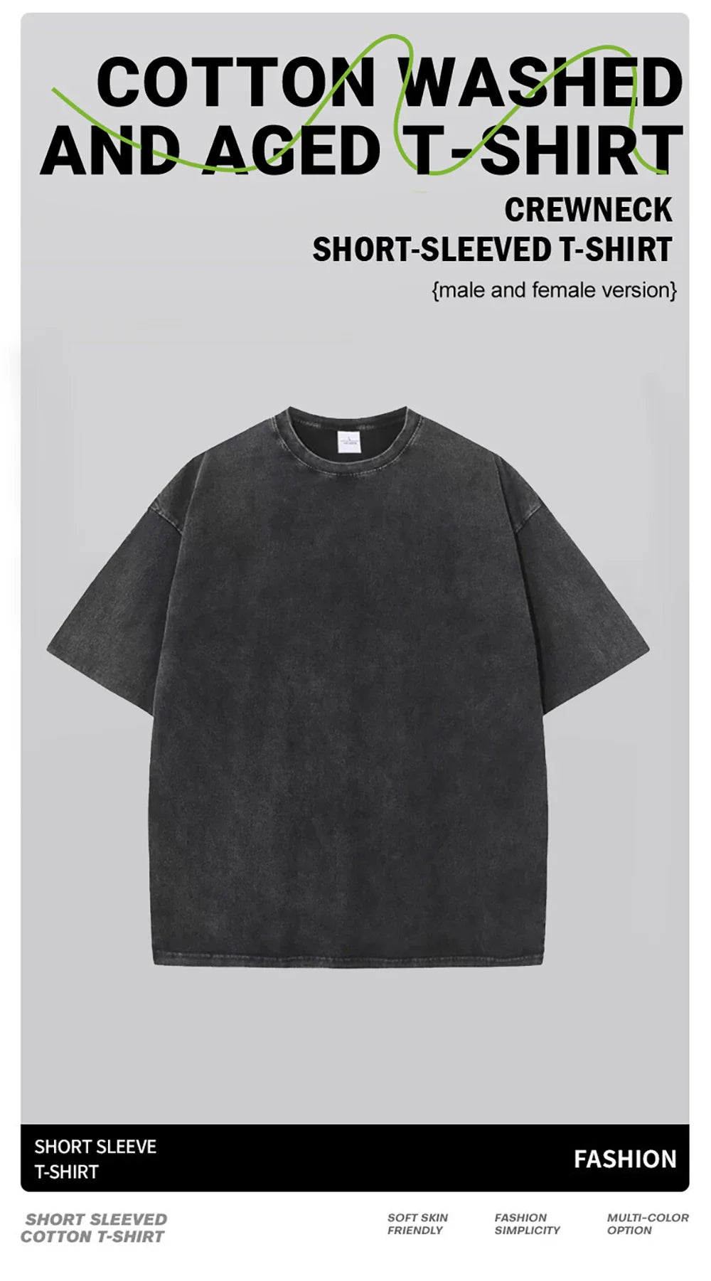 American Style Retro Heavyweight Solid Color Short Sleeved T-shirt Men Women Summer Street Trendy Washed Old Oversized Clothes