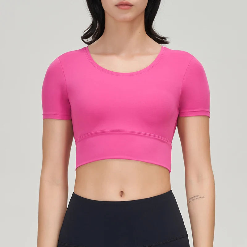 Nylon Gym Bra Top Women Yoga Sport Shirts Crop Top Tight Elastic Breathable Chest Pad Removable Women's Clothing 6 Colors