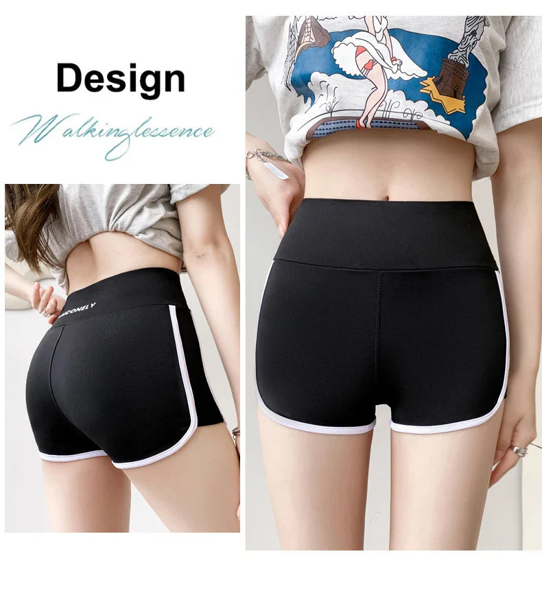 Running Sports Shorts Women Thin White Edge Joggings Shark Mini Shorts Yoga Ice Silk Casual Safety Shorts