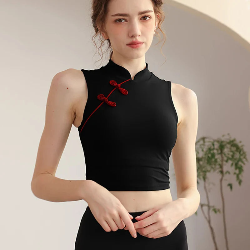 Nylon Top Women Bra Gym Sport Yoga Sexiest Bra Women's Event Underwear Chest Pad Removable Traditional Chinese Style