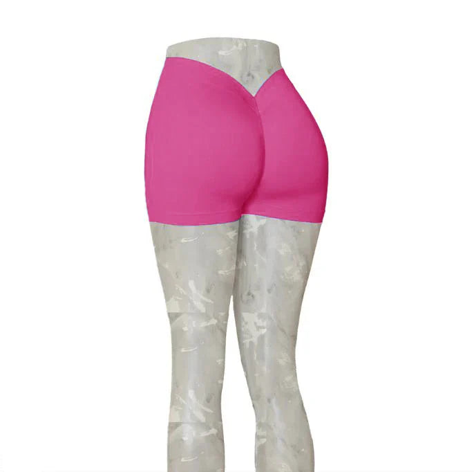 Nylon Back V Butt Yoga Shorts Women High Waist Fitness Workout Gym Running Scrunch Trousers Jogging Athletic Wear