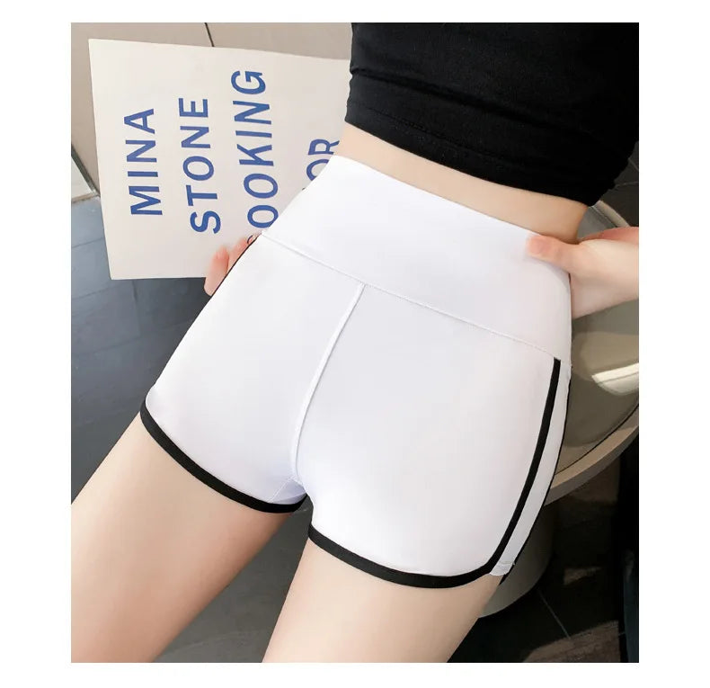 Running Sports Shorts Women Thin White Edge Joggings Shark Mini Shorts Yoga Ice Silk Casual Safety Shorts