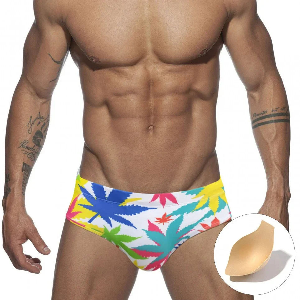 Colored Hearts Push Up Swimwear Men Swimming Briefs Sexy UXH Bikini Swimsuit Men Swim Wear Trunk Beach Surfing Bathing Suit