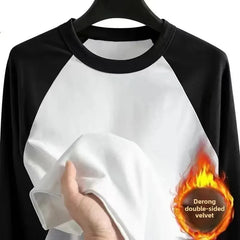Double-Sided Men's Long Sleeve Crew Neck Thermal T-Shirt Winter Warm Clothing Solid Color Contrast Color German Velvet Base Shirt