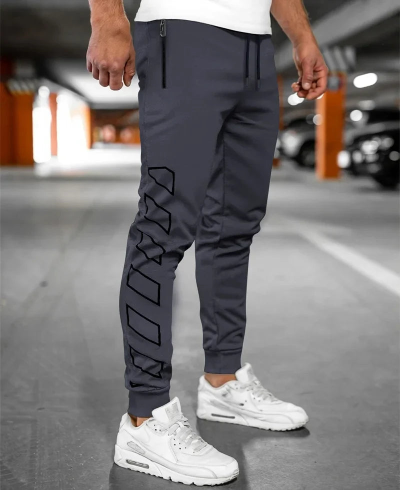 Spring Autumn Zipper pocket Men pants Comfortable quick-dry sweatpants printing trousers Men Slim Fit casual Sports Pants