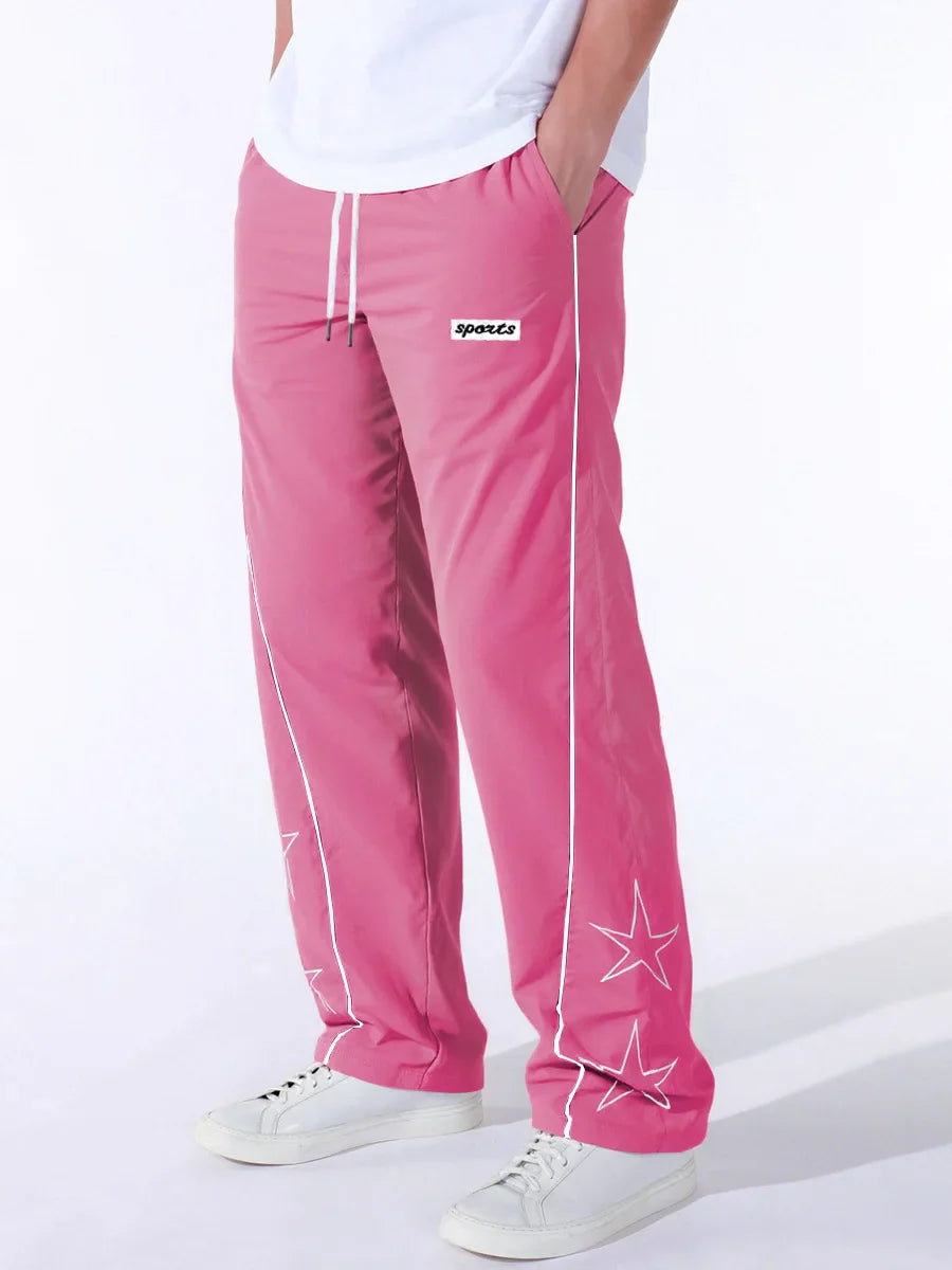 European American High Street Embroidered Pants for Men's Sports and Casual Trousers