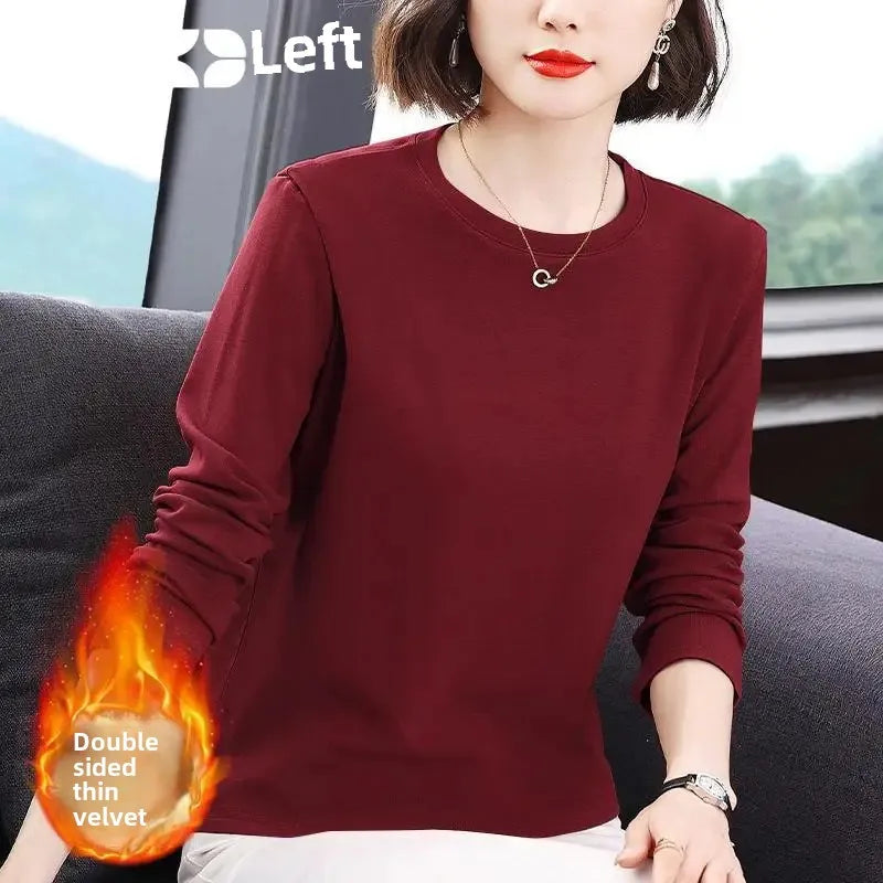 Slim Fit Long Sleeve Crew Neck T-Shirt Women's Autumn Style Versatile Body Shaping Base Layer Shirt Top Dervo Knit Design