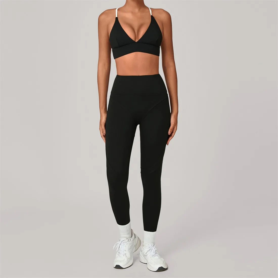 Pad Yoga Sets Women Adjustable Back Cross Sports Bras High Waist Leggings Gym Clothing Outdoor Running Fitness Suit