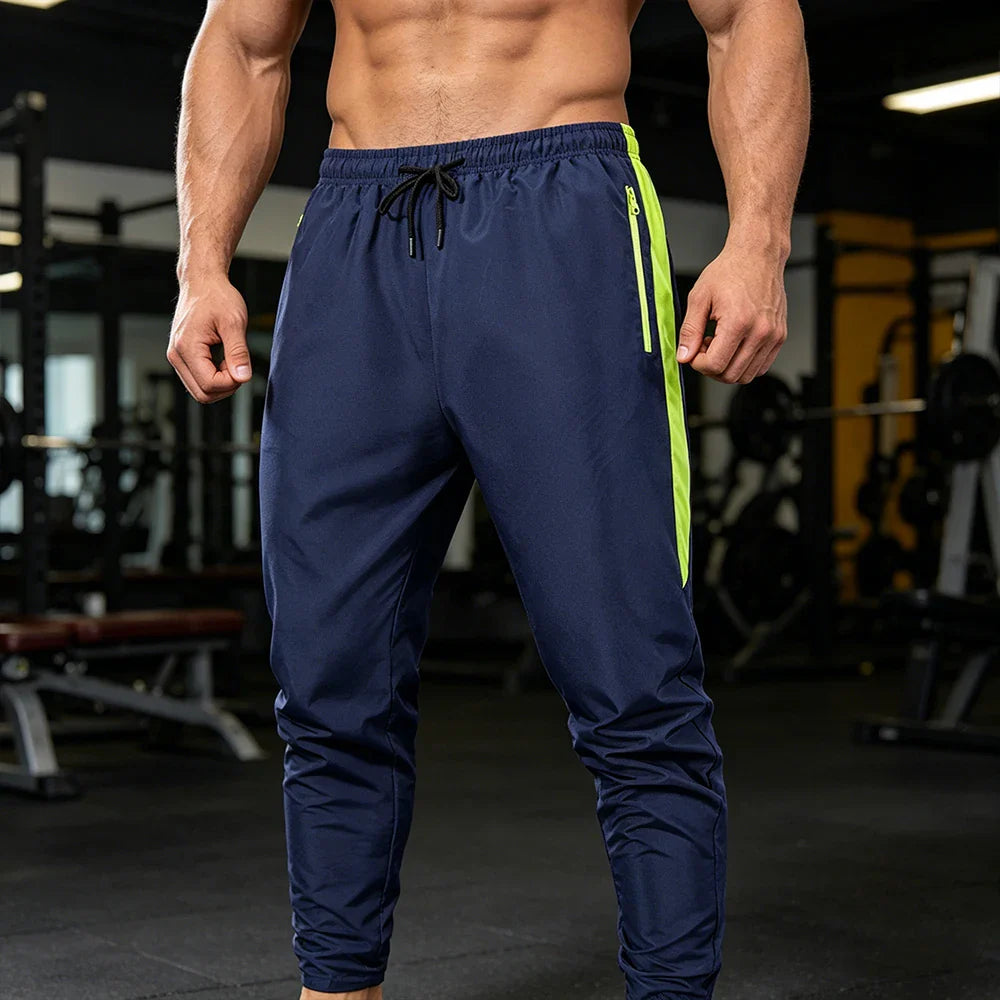 Men's Side Stripe Color Block Track Pants with Elastic Drawstring Solid Color Casual Athletic Joggers for Gym & Daily Gym