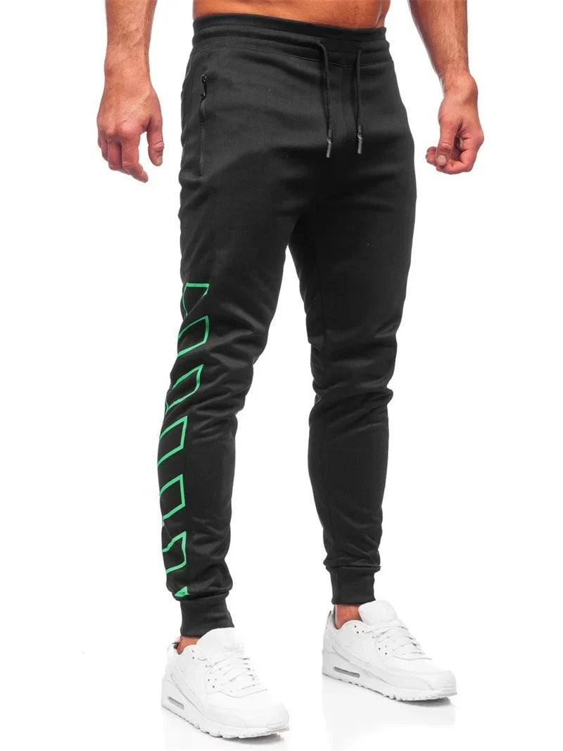 Spring Autumn Zipper pocket Men pants Comfortable quick-dry sweatpants printing trousers Men Slim Fit casual Sports Pants