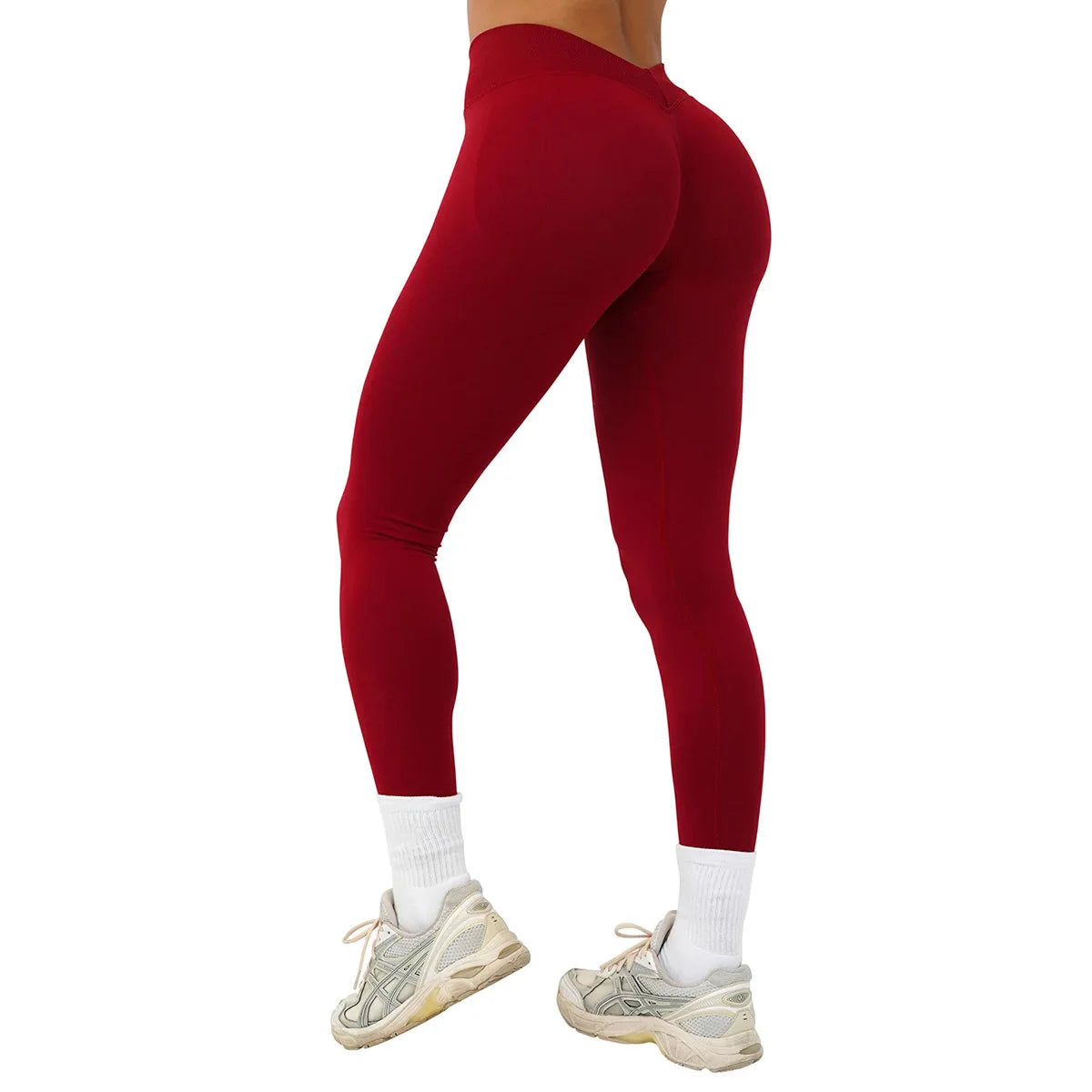 Sporty Leggings Woman Seamless Yoga Pants Scrunch Booty V-waist Hip Lifting Fitness Gym Running Workout Sports Tights