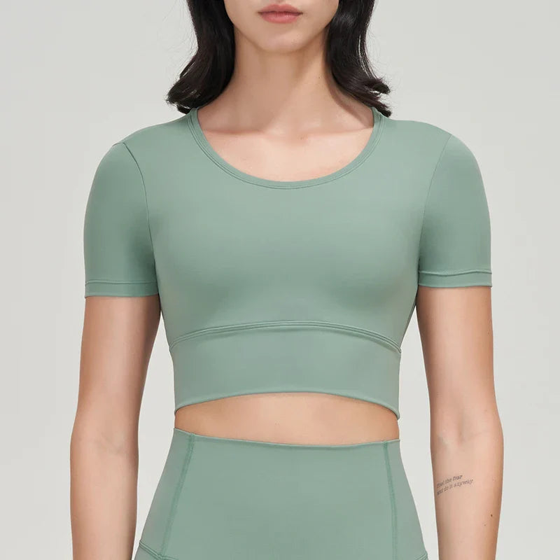 Nylon Gym Bra Top Women Yoga Sport Shirts Crop Top Tight Elastic Breathable Chest Pad Removable Women's Clothing 6 Colors