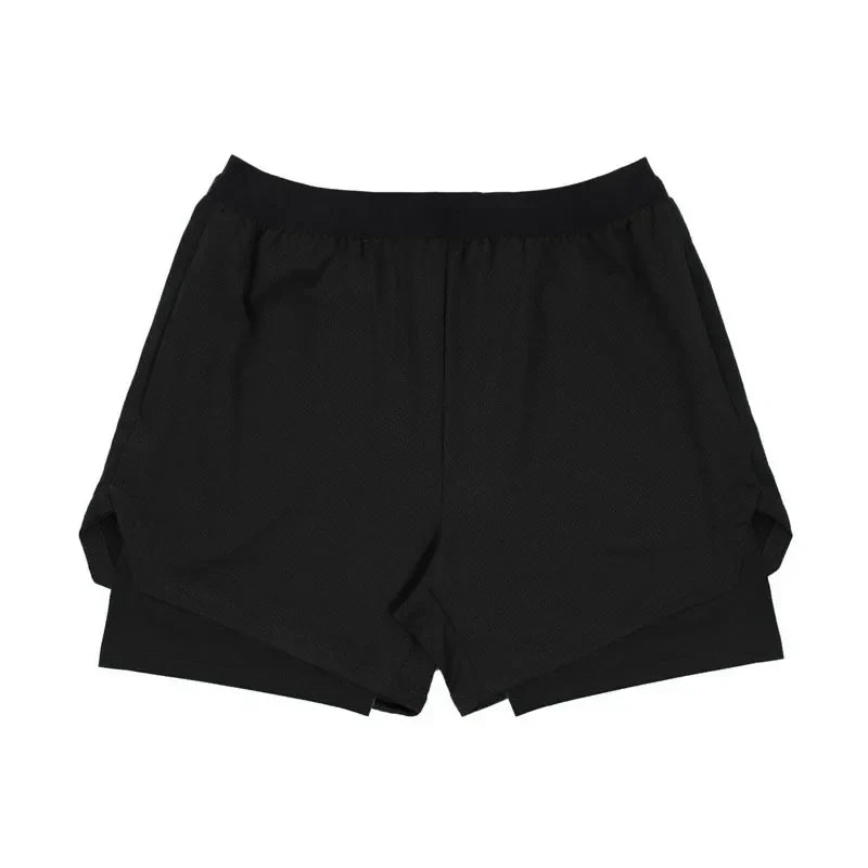 Men's Running Shorts Double-deck Fitness Sport Jogging Short Pants Sportwear Bodybuilding Workout Shorts Training Gym Shorts Men