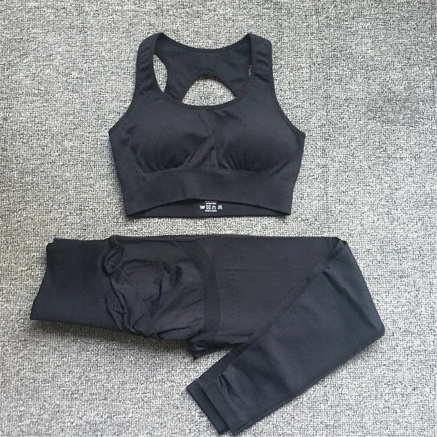 2PCS XL Seamless Women Fitness Arise Epic Yoga Sets High Waist Gym Scrunch Leggings Sports Bra Workout Active Wear Suits