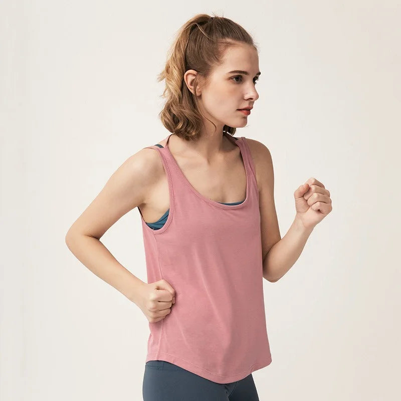 Backless Seamless Sleeveless Casual Shirt Lightweight Loose Vest Running Yoga Workout Fitness Tanks Tops for Women