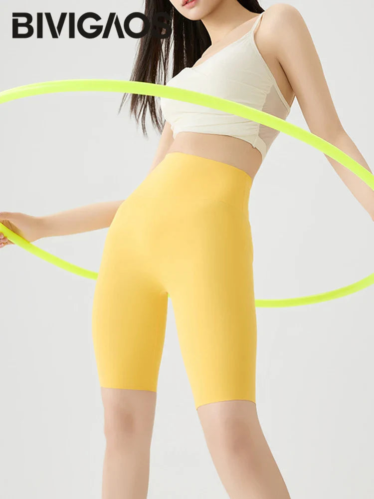 Summer Thin Seamless Sharkskin Cycling Shorts Women Tight Elastic Sport Fitness Running Biker Shorts Slim Gym Yoga Shorts