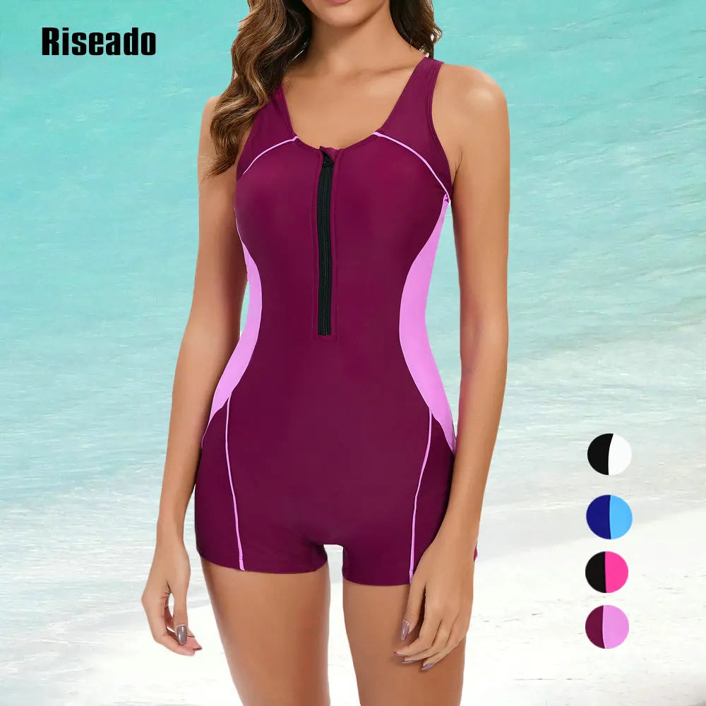Sports Swimwear One Piece Swimsuit Sleeveless Surfing Bathing Suit Full Coverage with Boyleg shorts Pool & Training