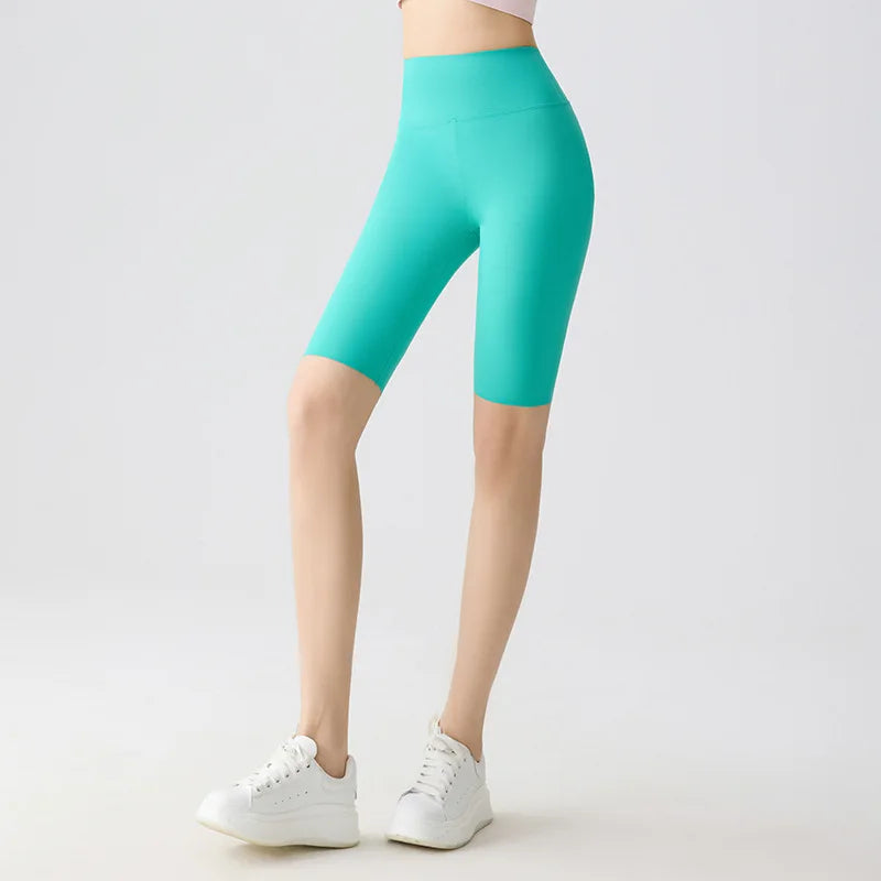 Summer Fashion Casual Multi Color Sharkskin Biker Shorts Women Tight Fitting Knee Length Sport Running Cycling Shorts