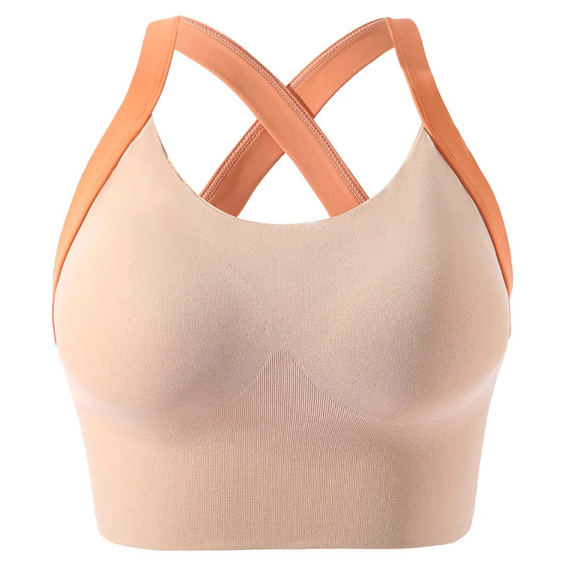Yoga Bra Crisscross Back Gym Bra Fitness Workout Bras Golf Bras Bounce Control Sports Tops Elastic Golf Crops Gym Tops