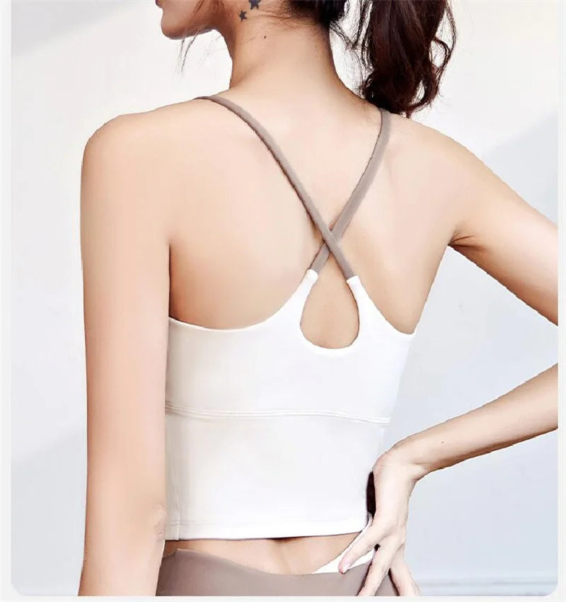 Yoga Crop Top Build In Cups Gym Crop Top Fitness Crisscross Back yoga Bras Fitness Crop Gym Tops Upgrade Soft Fabric