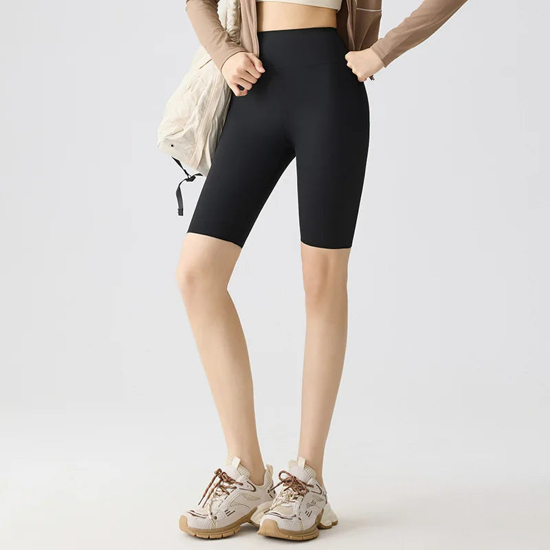 Summer Fashion Casual Multi Color Sharkskin Biker Shorts Women Tight Fitting Knee Length Sport Running Cycling Shorts
