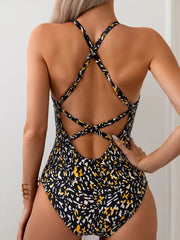 Printed Swimsuit Women One Piece Halter Swimwear Female Bodysuit Bathers Bathing Swimming Swim Suit Beachwear