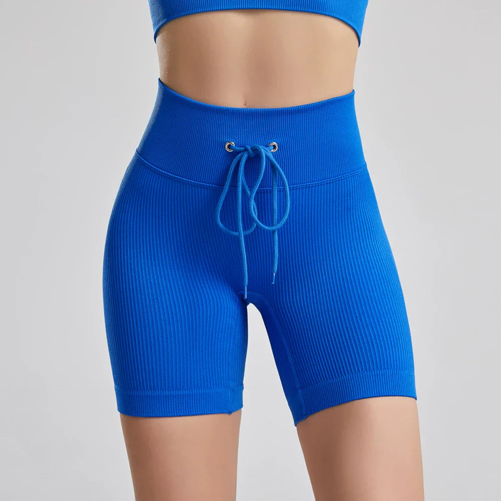 TRY TO BN Seamless Drawstring Shorts Yoga Pants Sports Women Fitness High Waisted Running Training Breathable Cycling Gym Shorts