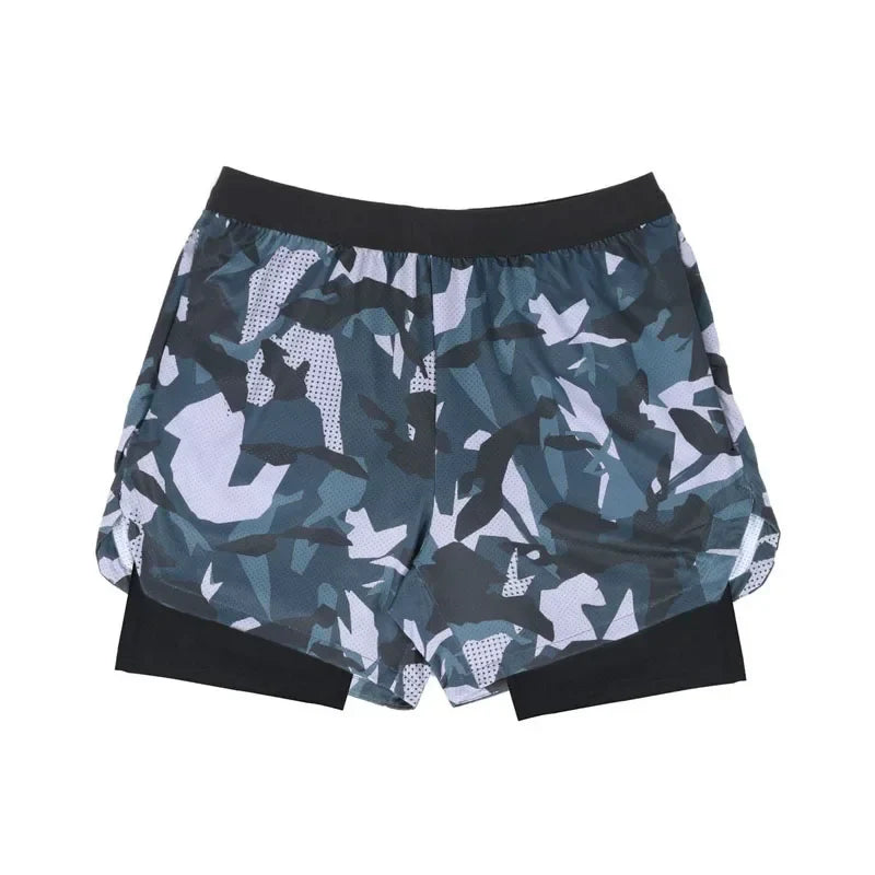 Men's Running Shorts Double-deck Fitness Sport Jogging Short Pants Sportwear Bodybuilding Workout Shorts Training Gym Shorts Men