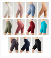 Thin Seamless High Waist Sharkskin Bicycle Shorts Women Knee Length Tight Biker Shorts Sport Short Leggings