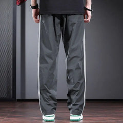 Edge Measuring Striped Casual Pants Design Loose Straight Trousers Trendy Blue Men's Pants