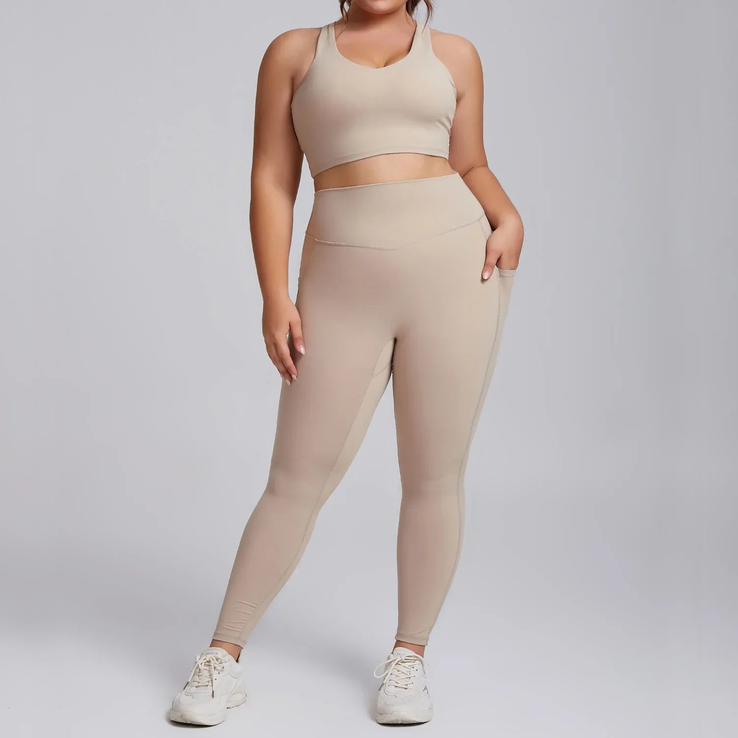 Yoga Set Women Plus Size Workout Outfit Curvy Women Sports Bra Gym Leggings Super Stretch Fitness Suit 3XL Women Activewear Sets