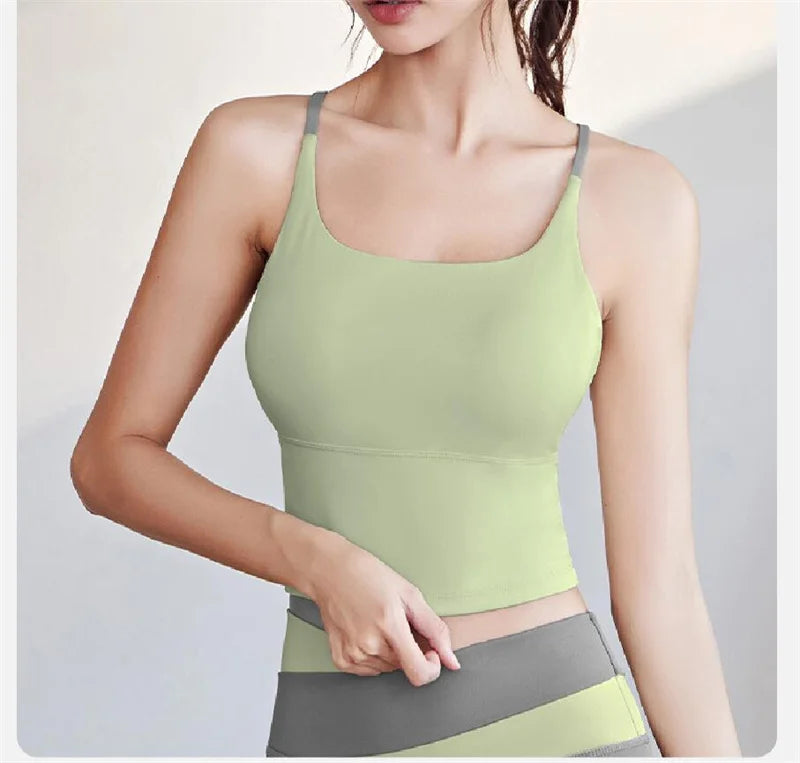 Yoga Crop Top Build In Cups Gym Crop Top Fitness Crisscross Back yoga Bras Fitness Crop Gym Tops Upgrade Soft Fabric