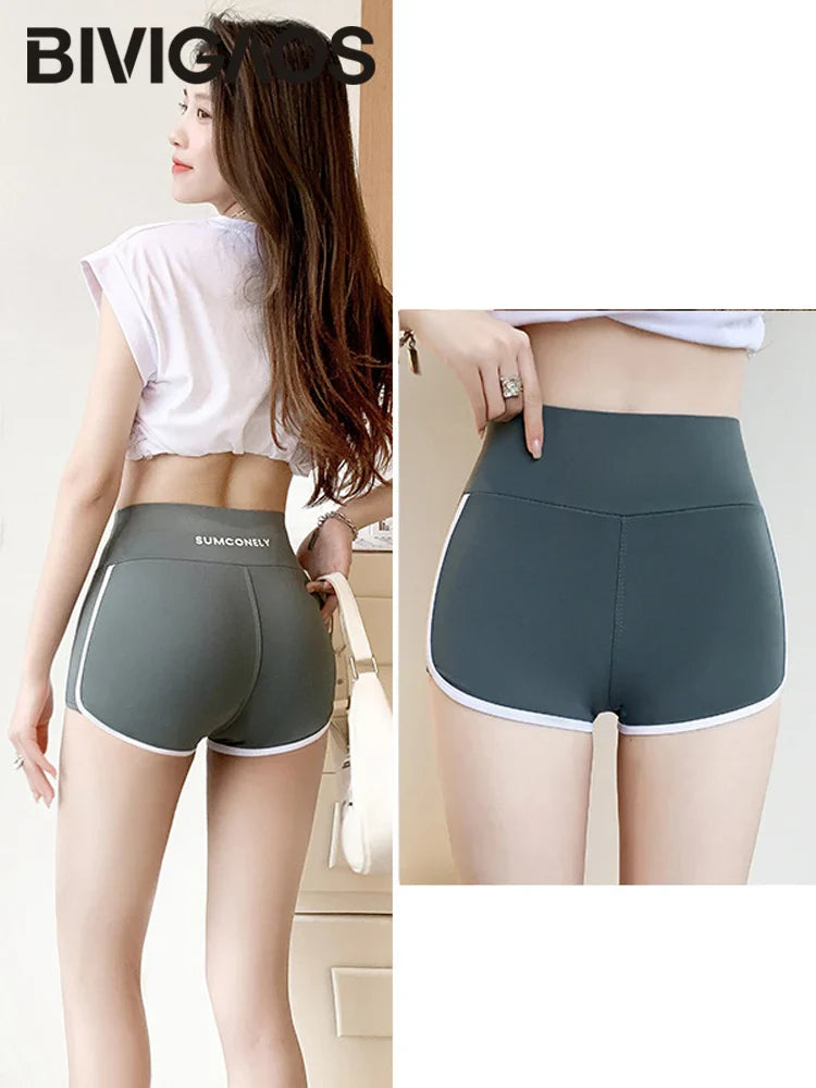 Running Sports Shorts Women Thin White Edge Joggings Shark Mini Shorts Yoga Ice Silk Casual Safety Shorts