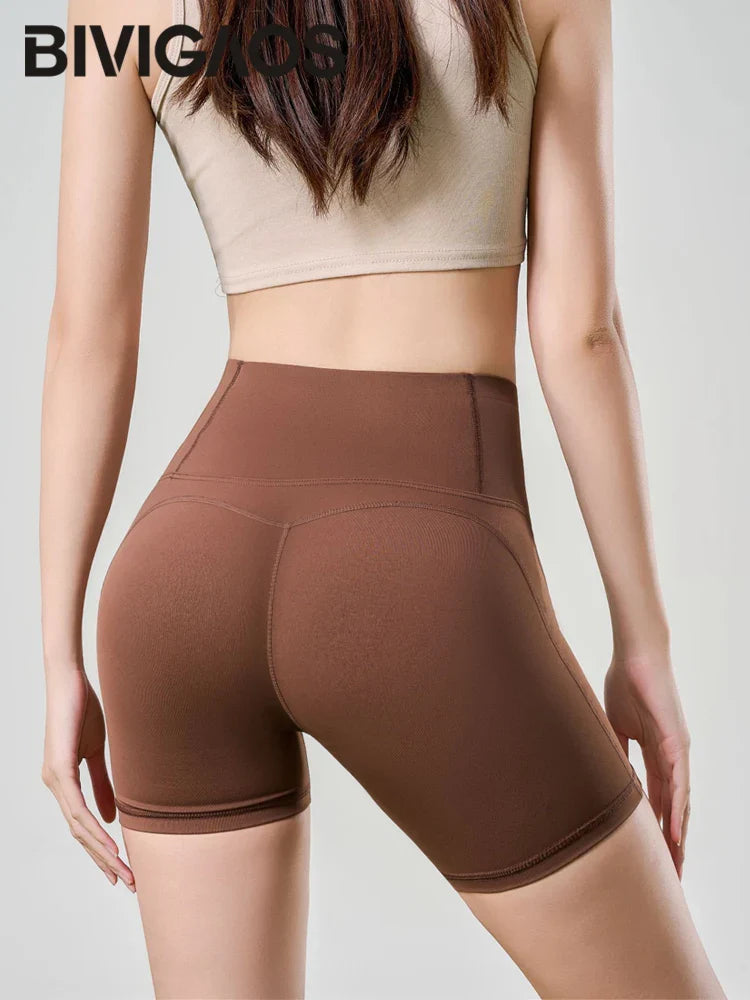 Summer Mini Yoga Shorts Women Back Waist Pocket Thin Feeling High Waist Peach Hip Sport Fitness Cycling Shorts