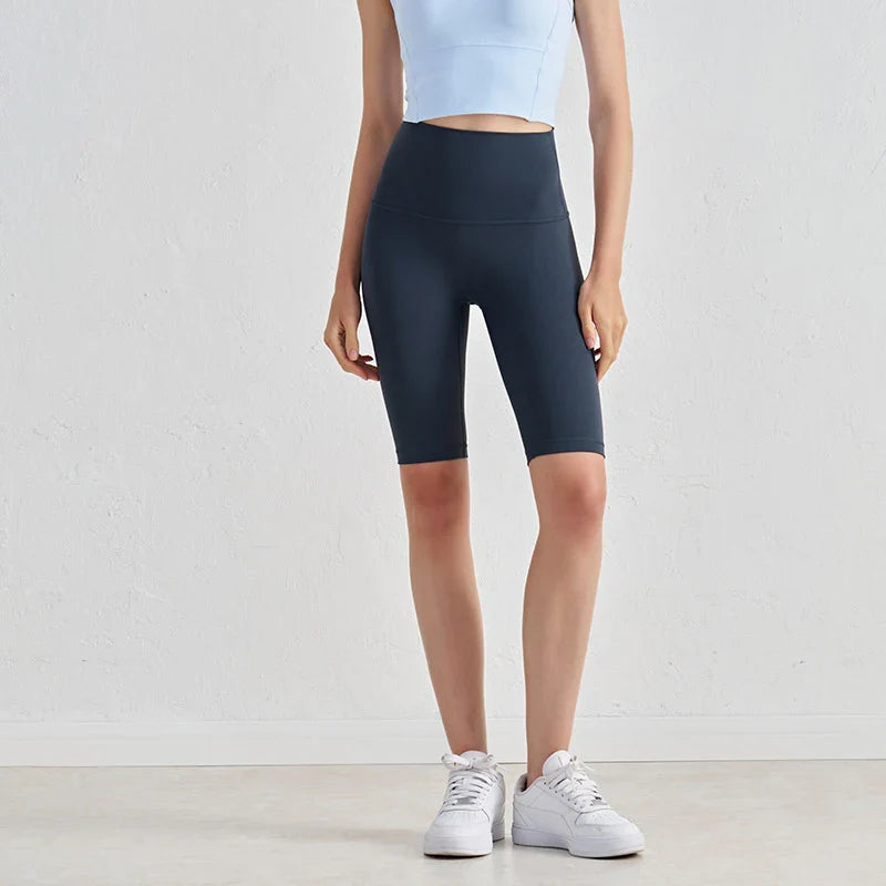 Nylon Women's Shorts Gym Yoga Cycling Shorts High Waist Elastic Breathable No T Line Fitness Womens Clothing 24 Colors