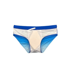 Men's Solid Gradient Swim Briefs Low Waist Pad Push Up Bathing Suit Polyester Quick Dry Male Sport Beach Surfing Swimwear