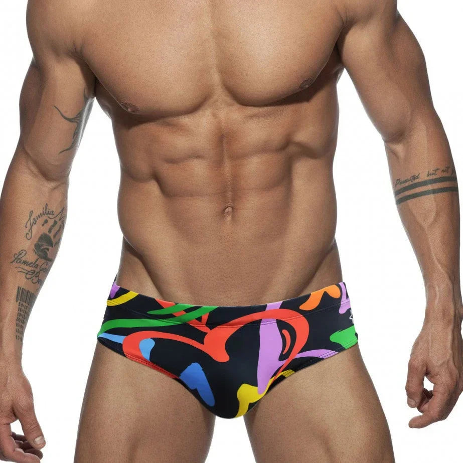 Colored Hearts Push Up Swimwear Men Swimming Briefs Sexy UXH Bikini Swimsuit Men Swim Wear Trunk Beach Surfing Bathing Suit