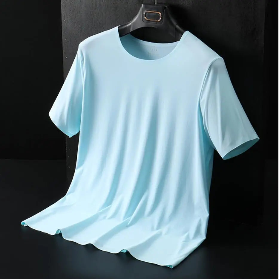 Summer Men Ice Breathable t shirt thin Quick dry short sleeve large size 9XL 10XL elasticity sports tees tops soft Comfortable