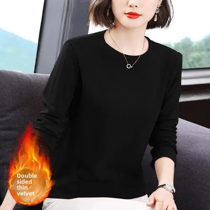 Slim Fit Long Sleeve Crew Neck T-Shirt Women's Autumn Style Versatile Body Shaping Base Layer Shirt Top Dervo Knit Design
