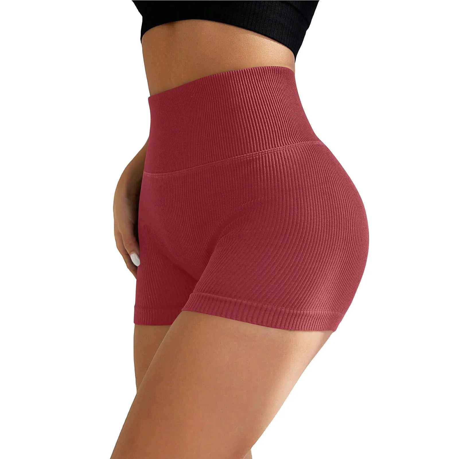 Women's High Waist Ribbed Seamless Yoga Shorts Squat Proof Hip Lifting Fitness Workout Running Sports Gym Leggings Sale