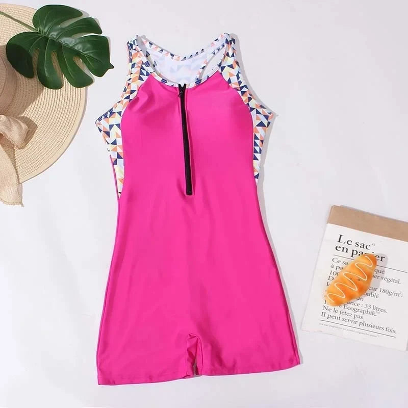 One Piece Swimsuit Closed Women's Swimwear Sports Swimming Wear Bodysuit Beach Bathing Suit Beachwear Pool Bather