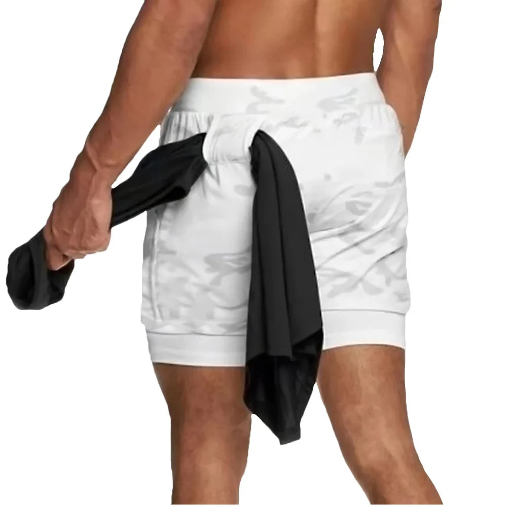 Men Running Shorts 2 In 1 Double-deck Sport Shorts Sportswear Gym Fitness Short Pants Training Jogging Bottom Men's Clothing