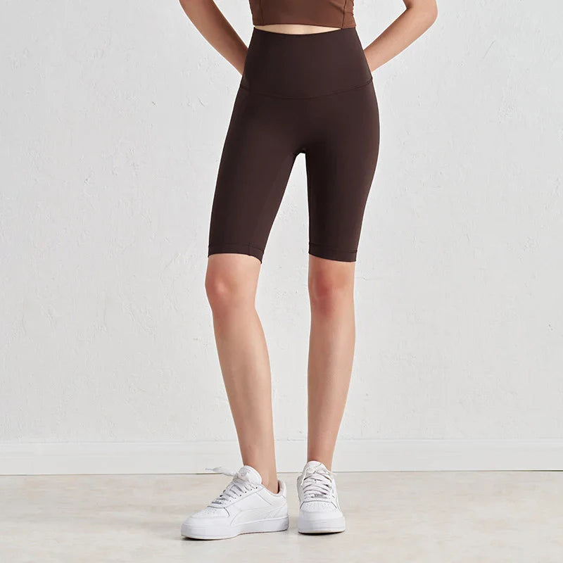 Nylon Women's Shorts Gym Yoga Cycling Shorts High Waist Elastic Breathable No T Line Fitness Womens Clothing 24 Colors